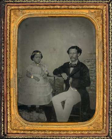 Union case with ambrotype of man and little girl.